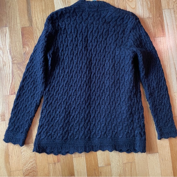 Vintage Black Cable Knit Boyfriend Cardigan Button Up Sweater by KLJ Oswal - Picture 7 of 8